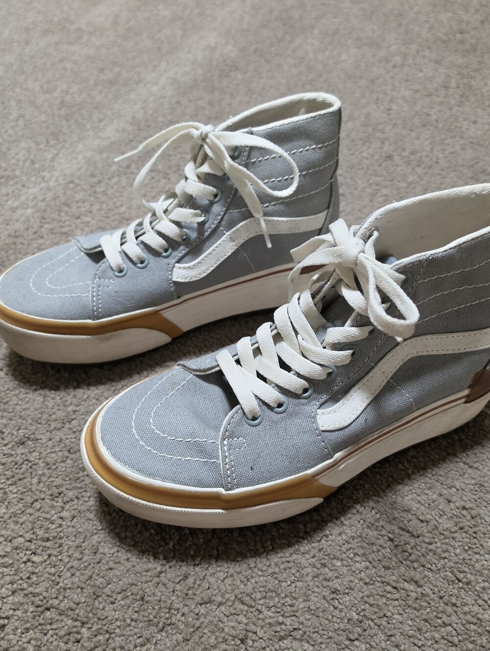 Vans Sk8 High Top Sage And Gold Platform Sneakers